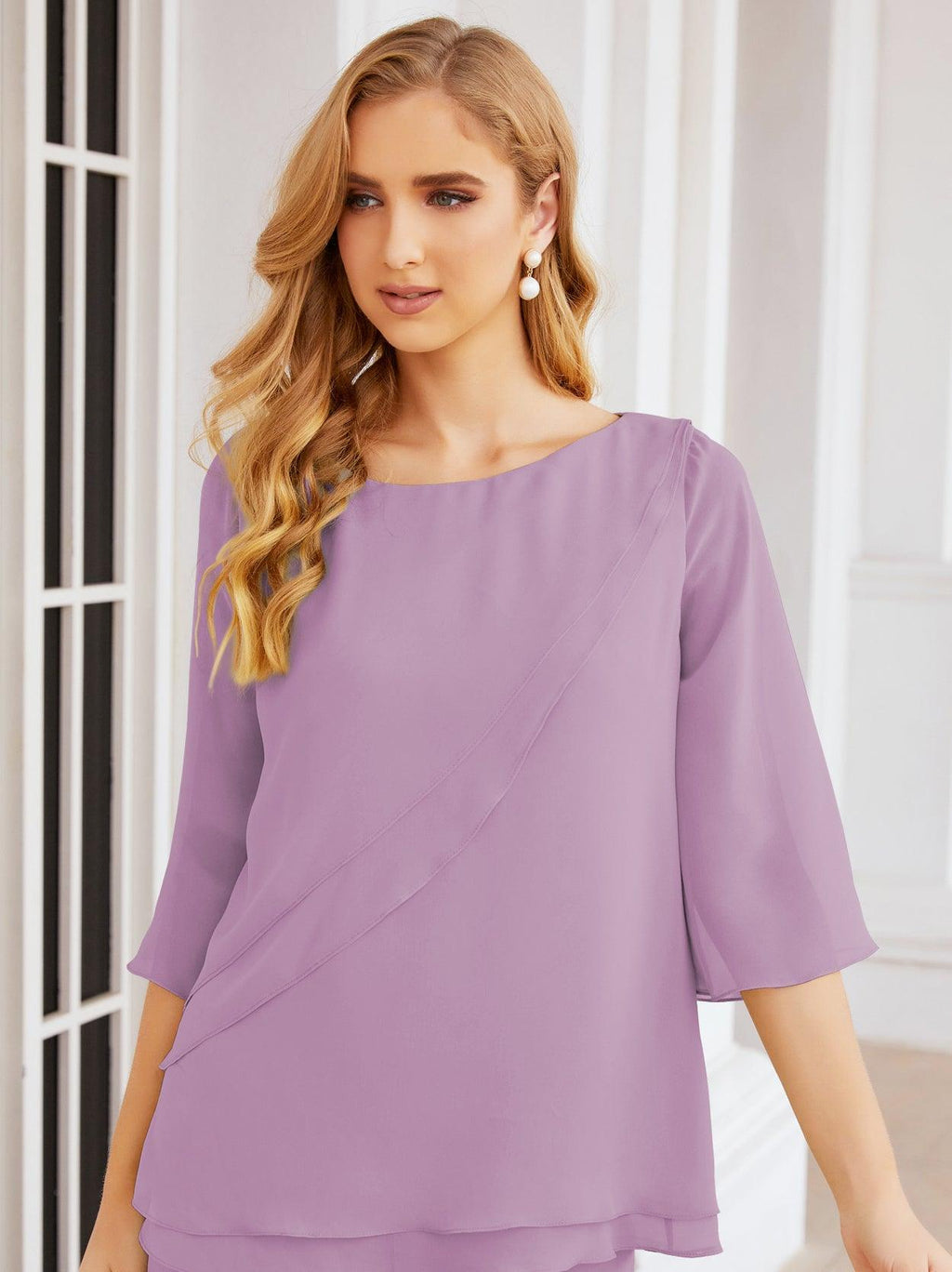 Robe de mariée élégante pour la mère de la mariée en deux pièces, tailleur pantalon grande taille à volants superposés, peignoir argenté 28064