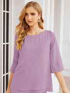 Robe de mariée élégante pour la mère de la mariée en deux pièces, tailleur pantalon grande taille à volants superposés, peignoir argenté 28064