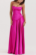 Spaghetti Strap Sleeveless Long Pleated Ruffle Prom Dress
