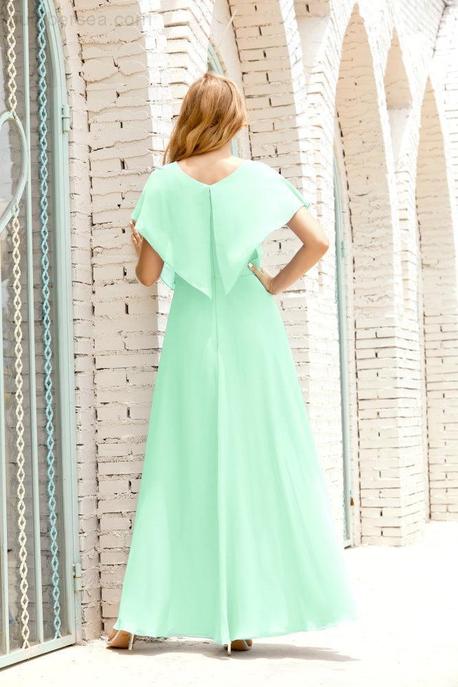 Robe de la Mère de la Mariée Grande Taille Col en V Longueur Solennelle Robe de Bal Formelle pour Invité de Mariage 28020
