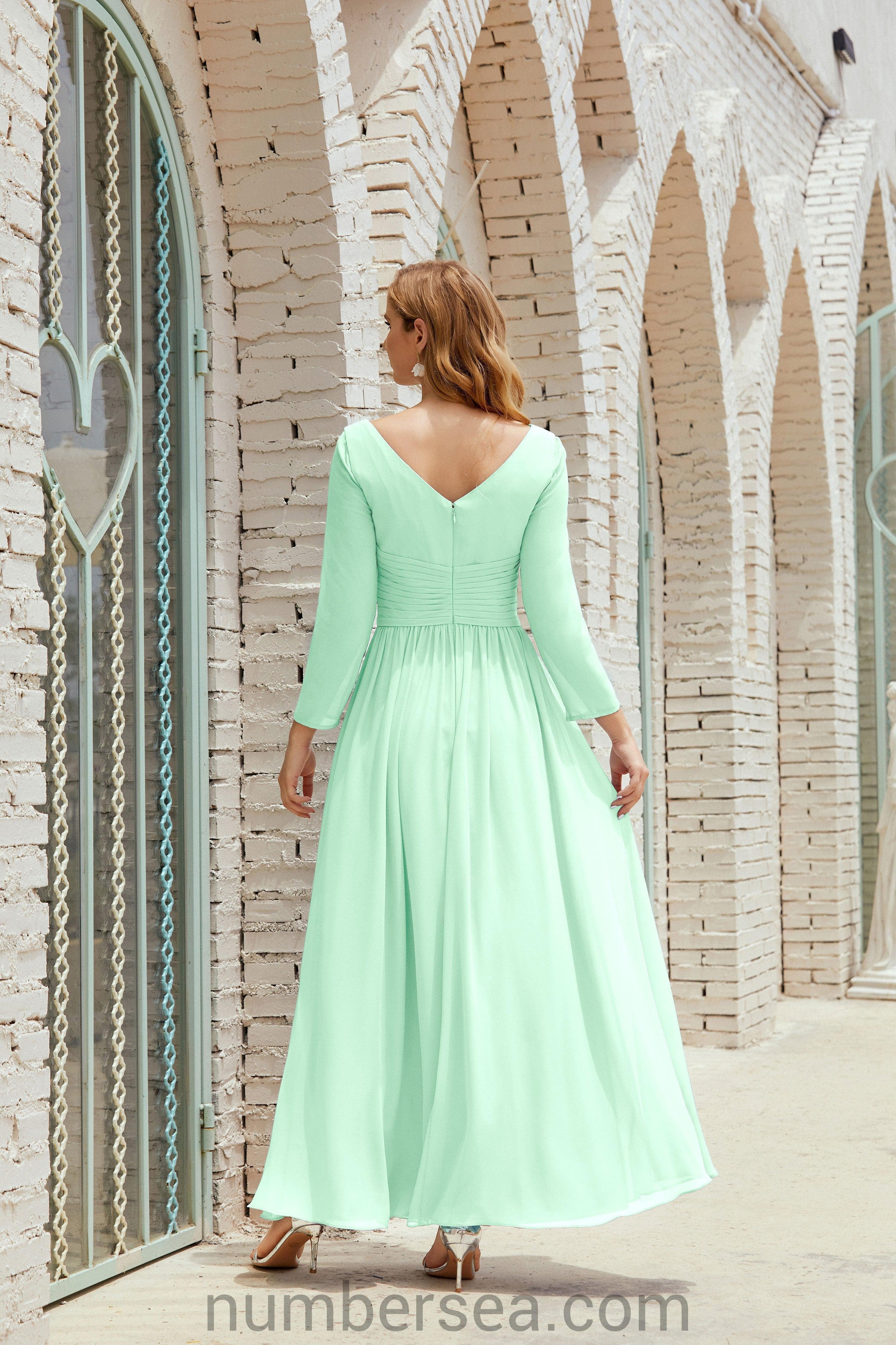 Abito da damigella Numbersea in chiffon, abito formale per festa, abito da sera 28016