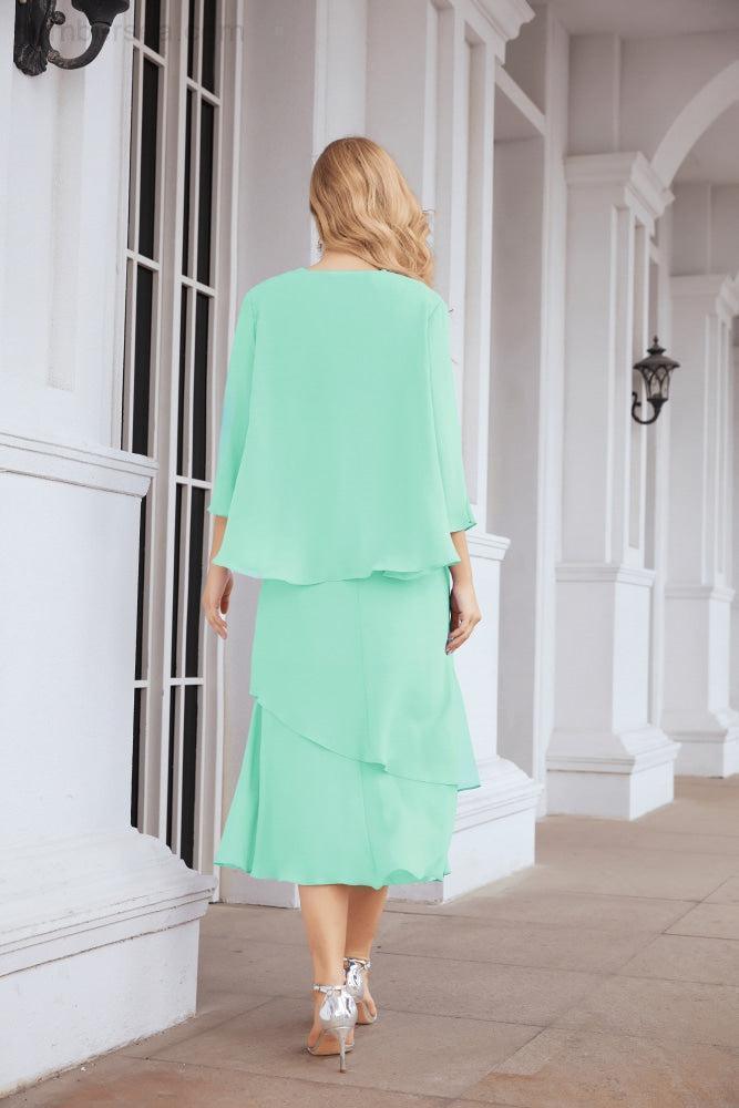 Robe de mariage de la mère de la mariée en deux pièces, ligne A, pour cérémonie et soirée formelle, modèle 28072