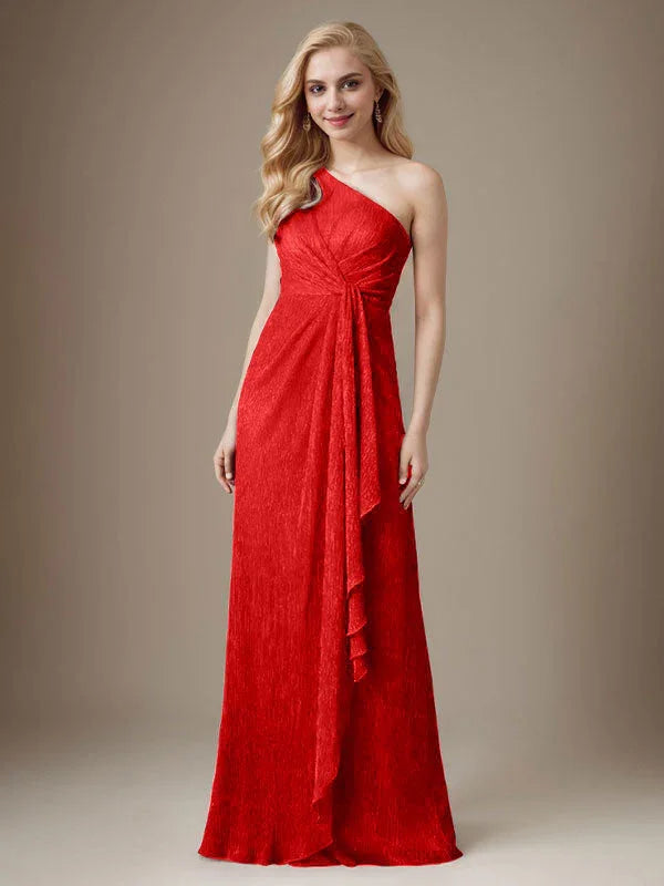 فستان روبي بكتف واحد من شبكة معدنية فستان والدة العروس