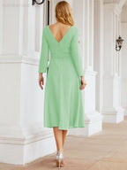 Bridesmaid Dress V-Back Waist Belt Mother of the Bride Wedding Guest SY28031