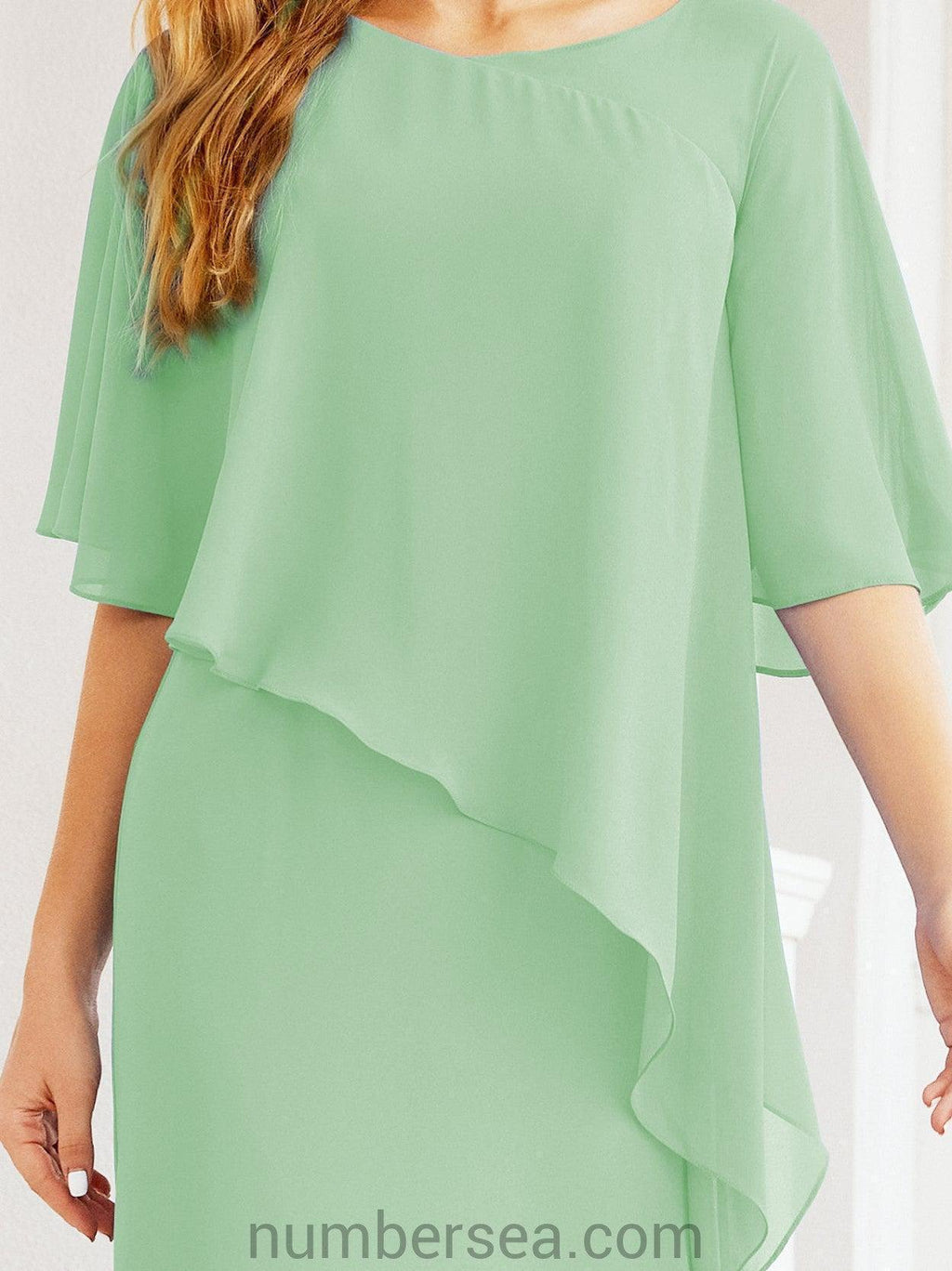 Robe de soirée formelle longue pour mère de la mariée avec cape à volants 28026