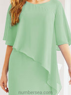 Robe de soirée formelle longue pour mère de la mariée avec cape à volants 28026