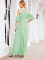 Robe de demoiselle d'honneur asymétrique, robe de soirée longue formelle ligne A 28074