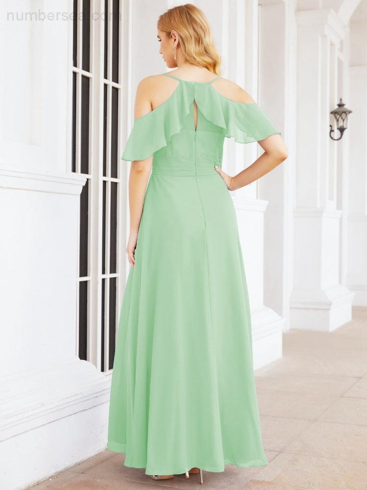 Robes longues de demoiselle d'honneur Numbersea à épaules dénudées, fente latérale, robes de bal formelles pour fête et mariage 28070