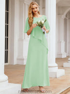 Robe de soirée formelle longue pour mère de la mariée avec cape à volants 28026