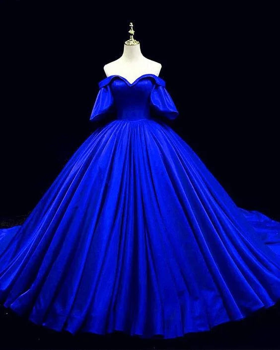 Abito da Ballo in Raso Blu Reale Incantevole Vestito da Principessa Y305