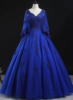Abito da ballo blu reale con applicazioni in pizzo Abiti per Quinceañera Abito per sedicesimo compleanno Y315