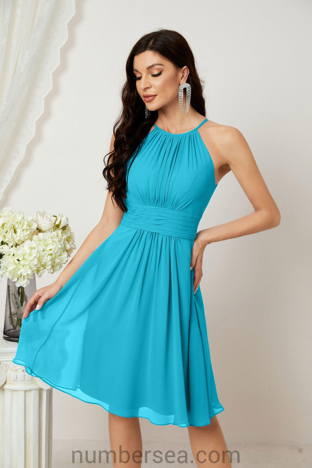 Robe de soirée formelle pour bal de fin d'études ou cocktail Halter 28011