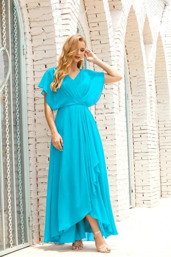 Robe de la Mère de la Mariée Grande Taille Col en V Longueur Solennelle Robe de Bal Formelle pour Invité de Mariage 28020