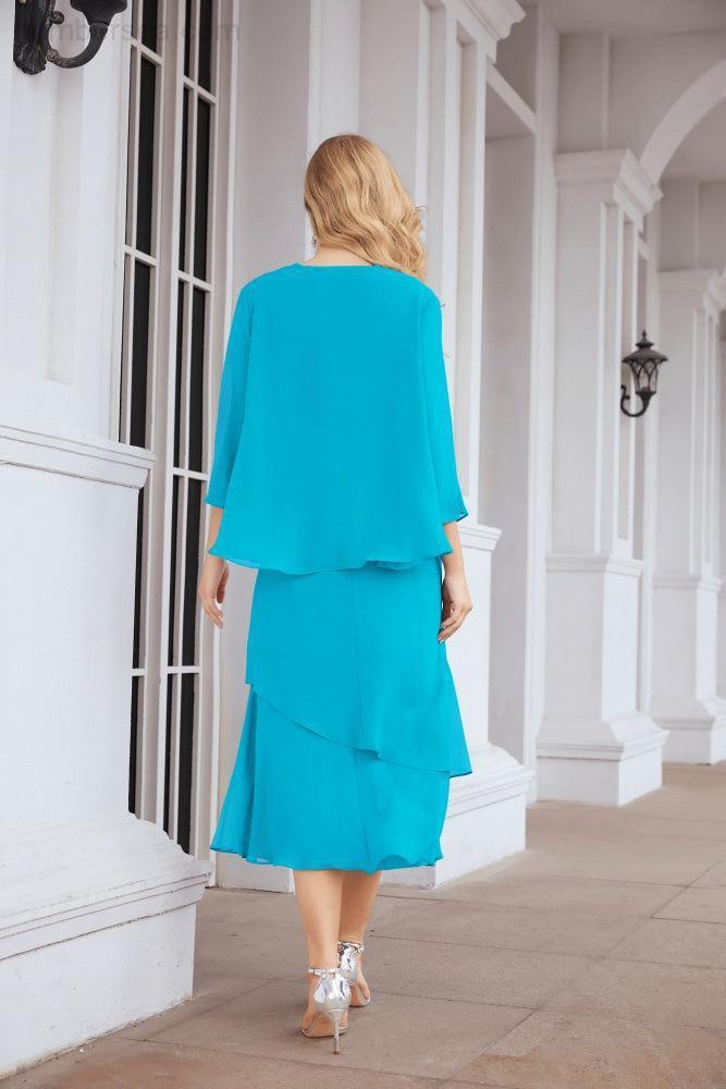 Robe de mariage de la mère de la mariée en deux pièces, ligne A, pour cérémonie et soirée formelle, modèle 28072