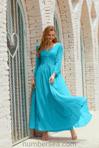 Abito da damigella Numbersea in chiffon, abito formale per festa, abito da sera 28016