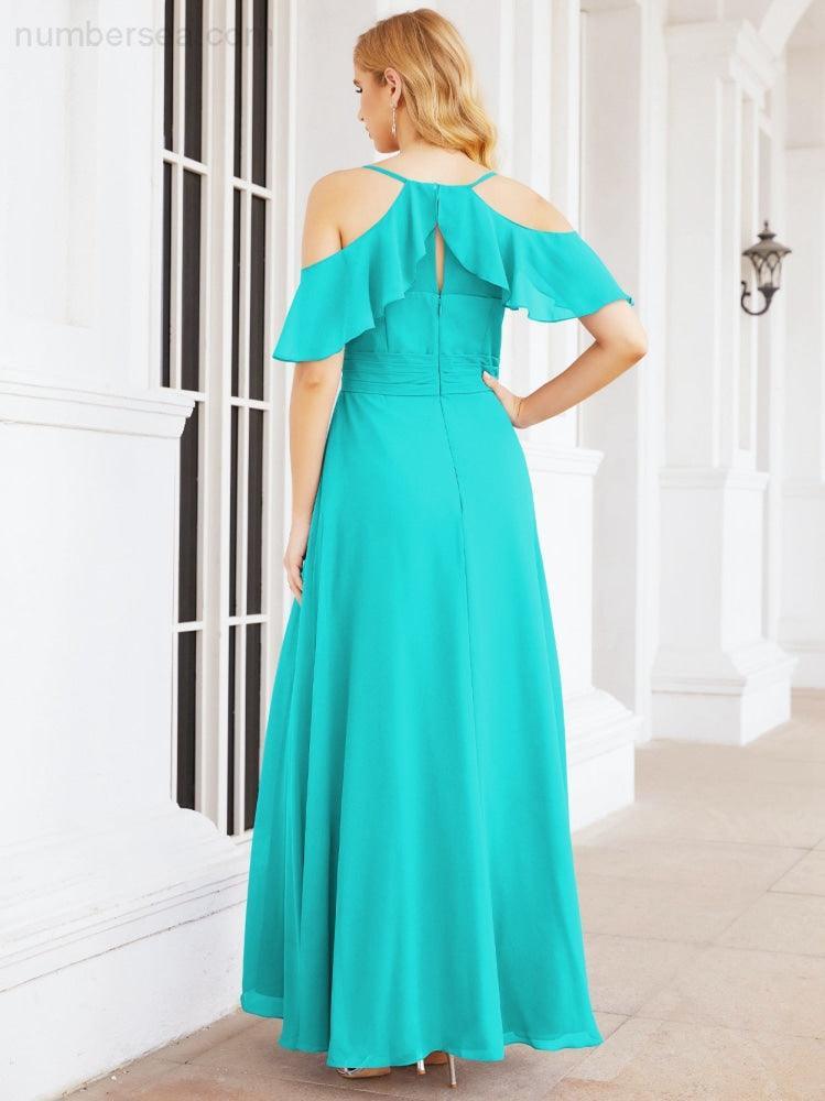 Robes longues de demoiselle d'honneur Numbersea à épaules dénudées, fente latérale, robes de bal formelles pour fête et mariage 28070