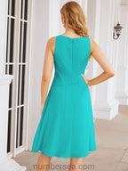 Vestidos para a Mãe da Noiva Vestido de Baile de Finalistas Vestido Casual Pregueado 28065