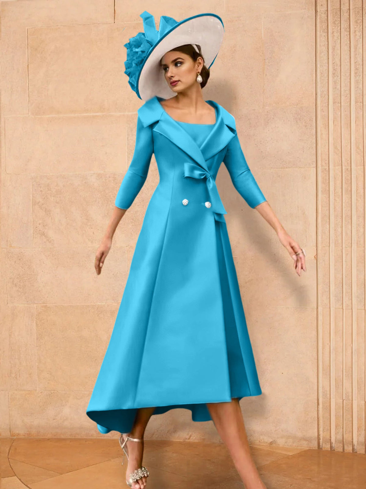 Long Sleeve A Line Princess Gown For The Mother Of The Bride Bowknot