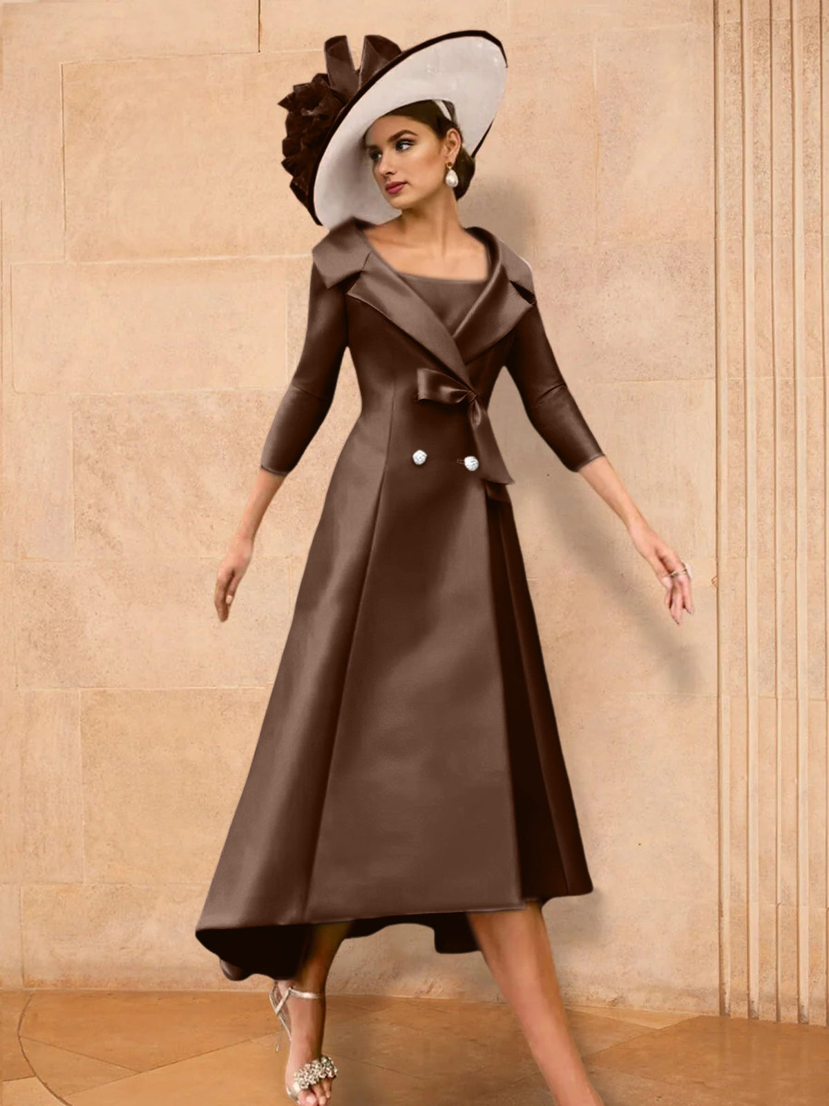 Long Sleeve A Line Princess Gown For The Mother Of The Bride Bowknot