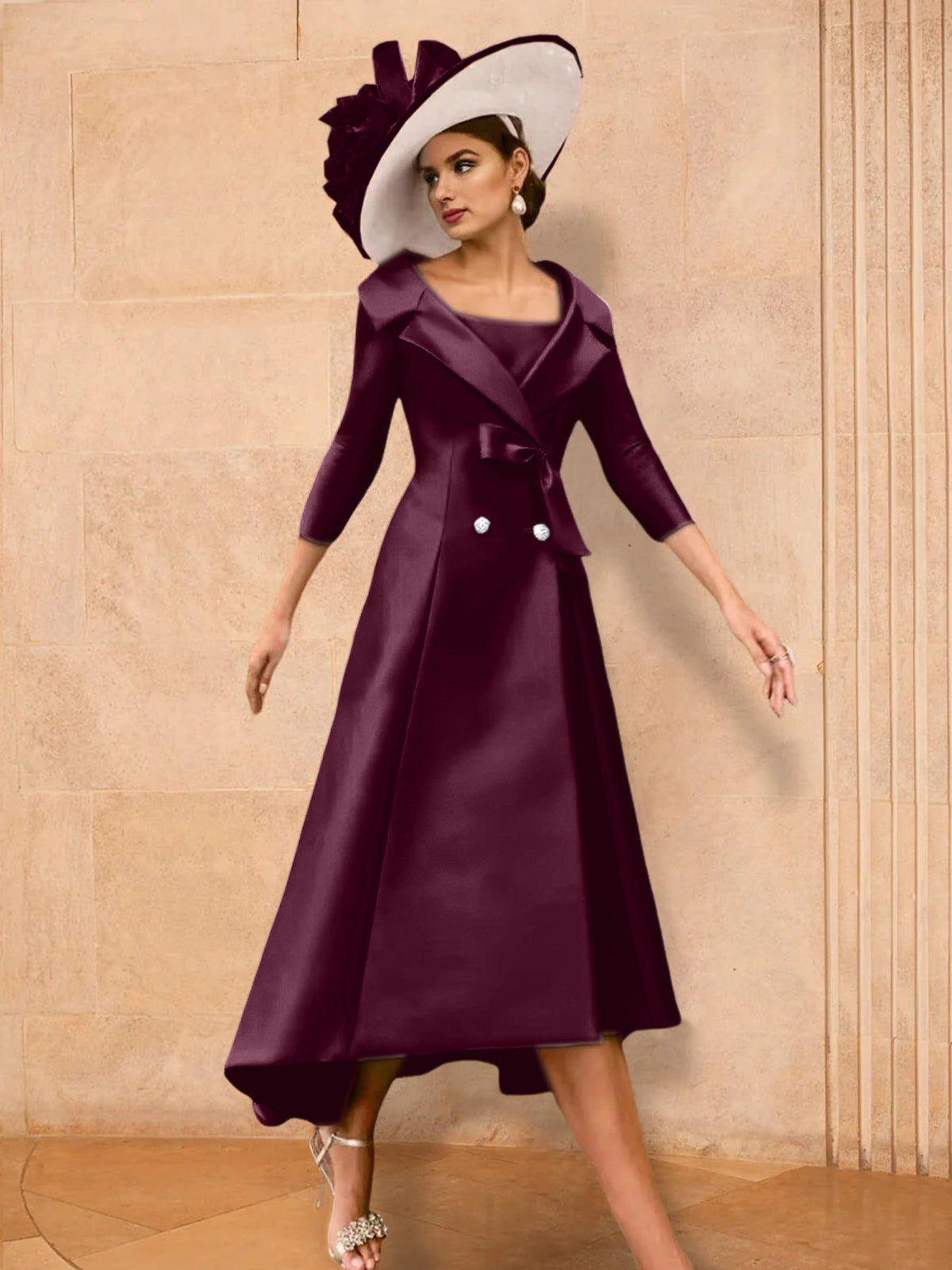 Long Sleeve A Line Princess Gown For The Mother Of The Bride Bowknot