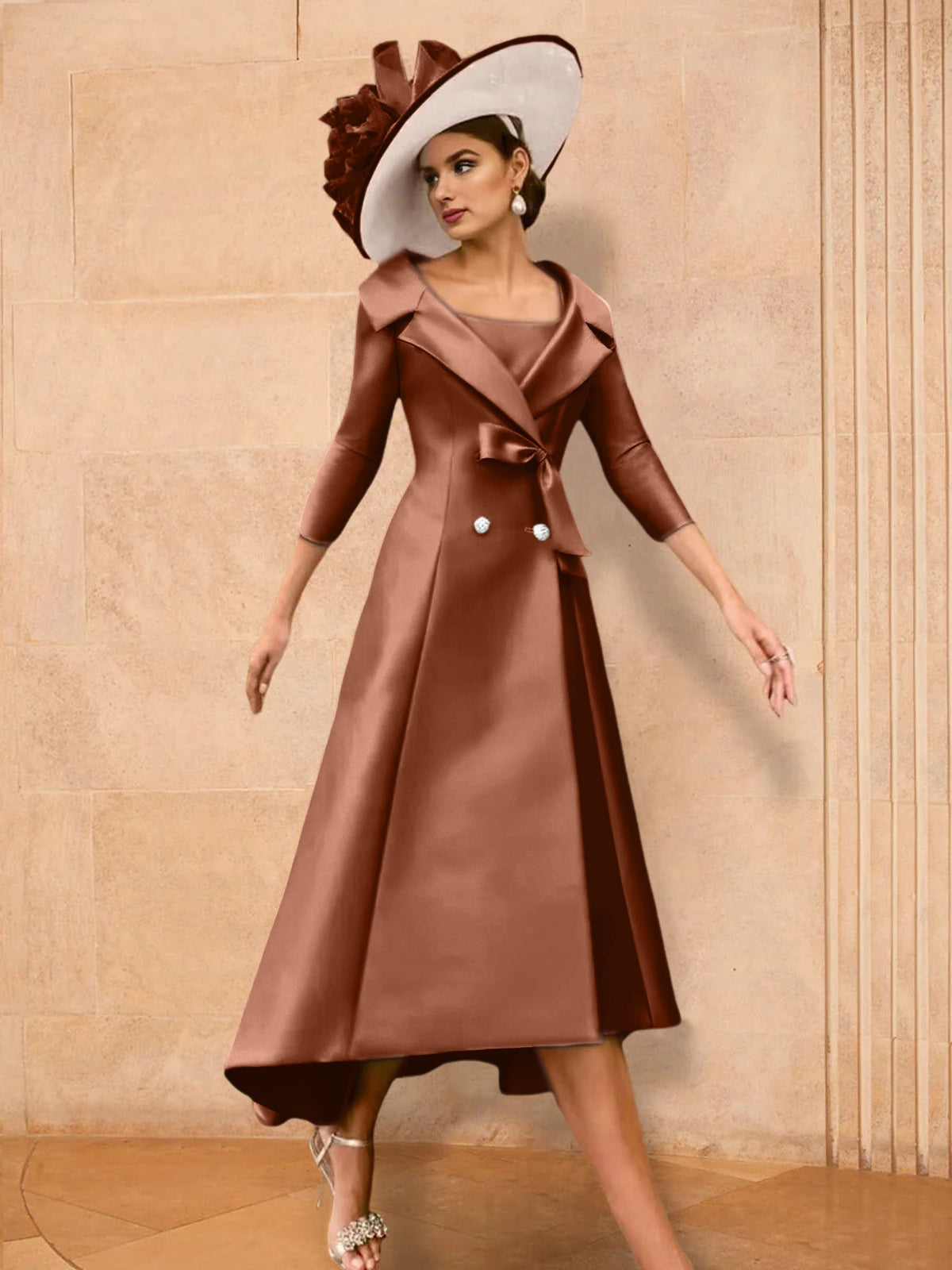 Long Sleeve A Line Princess Gown For The Mother Of The Bride Bowknot