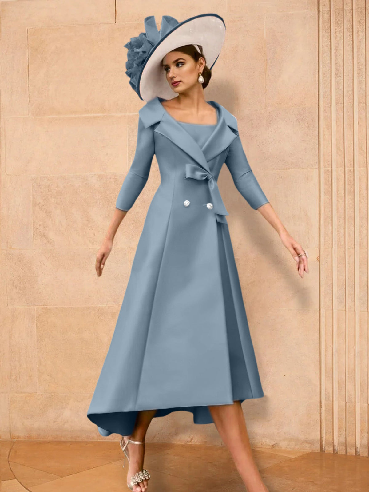 Long Sleeve A Line Princess Gown For The Mother Of The Bride Bowknot