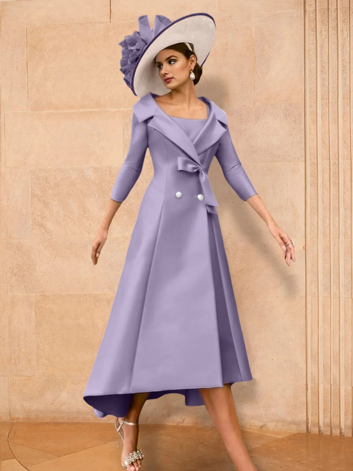 Long Sleeve A Line Princess Gown For The Mother Of The Bride Bowknot