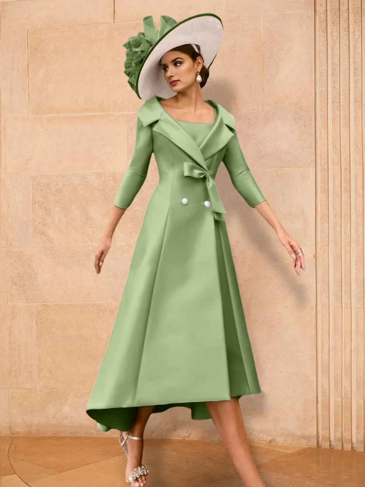 Long Sleeve A Line Princess Gown For The Mother Of The Bride Bowknot