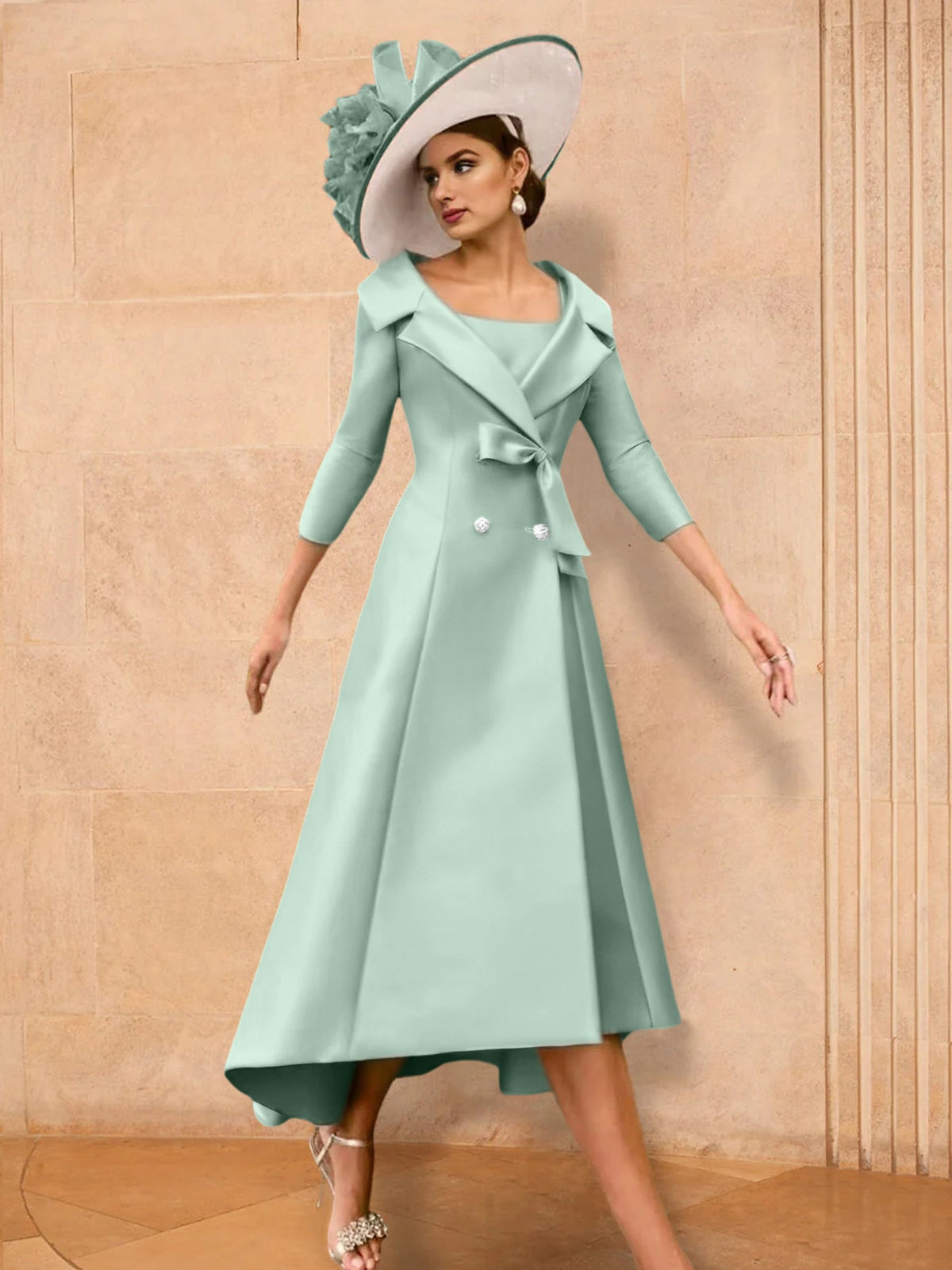 Long Sleeve A Line Princess Gown For The Mother Of The Bride Bowknot
