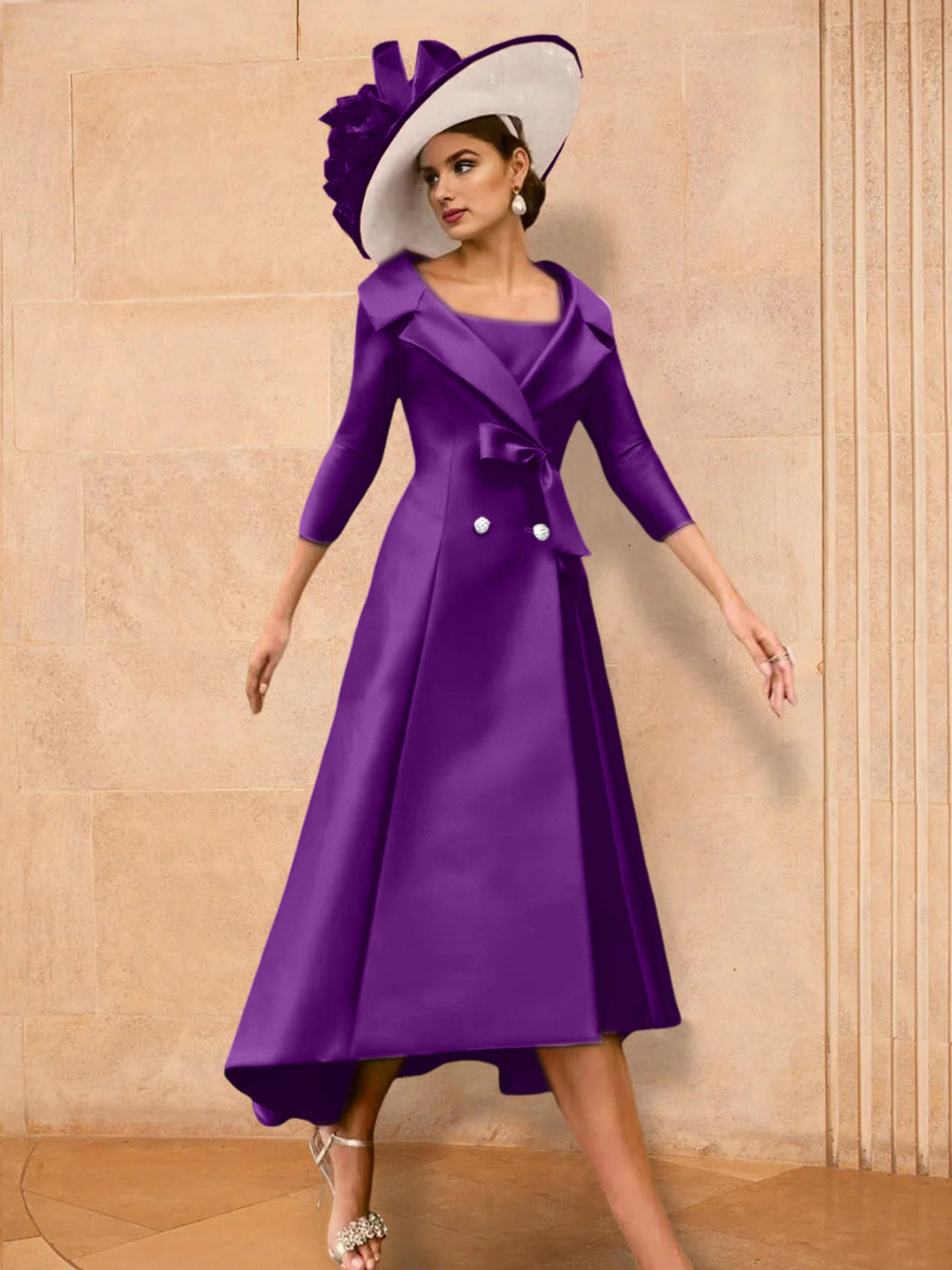 Long Sleeve A Line Princess Gown For The Mother Of The Bride Bowknot