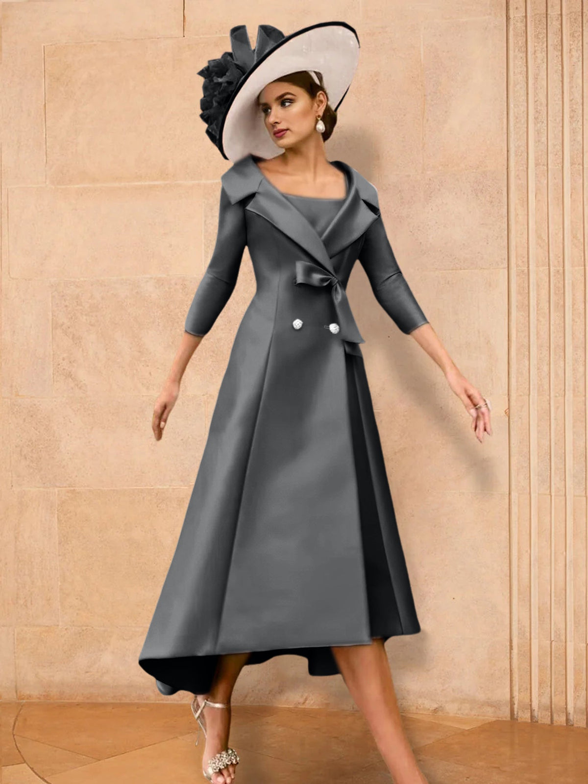 Long Sleeve A Line Princess Gown For The Mother Of The Bride Bowknot