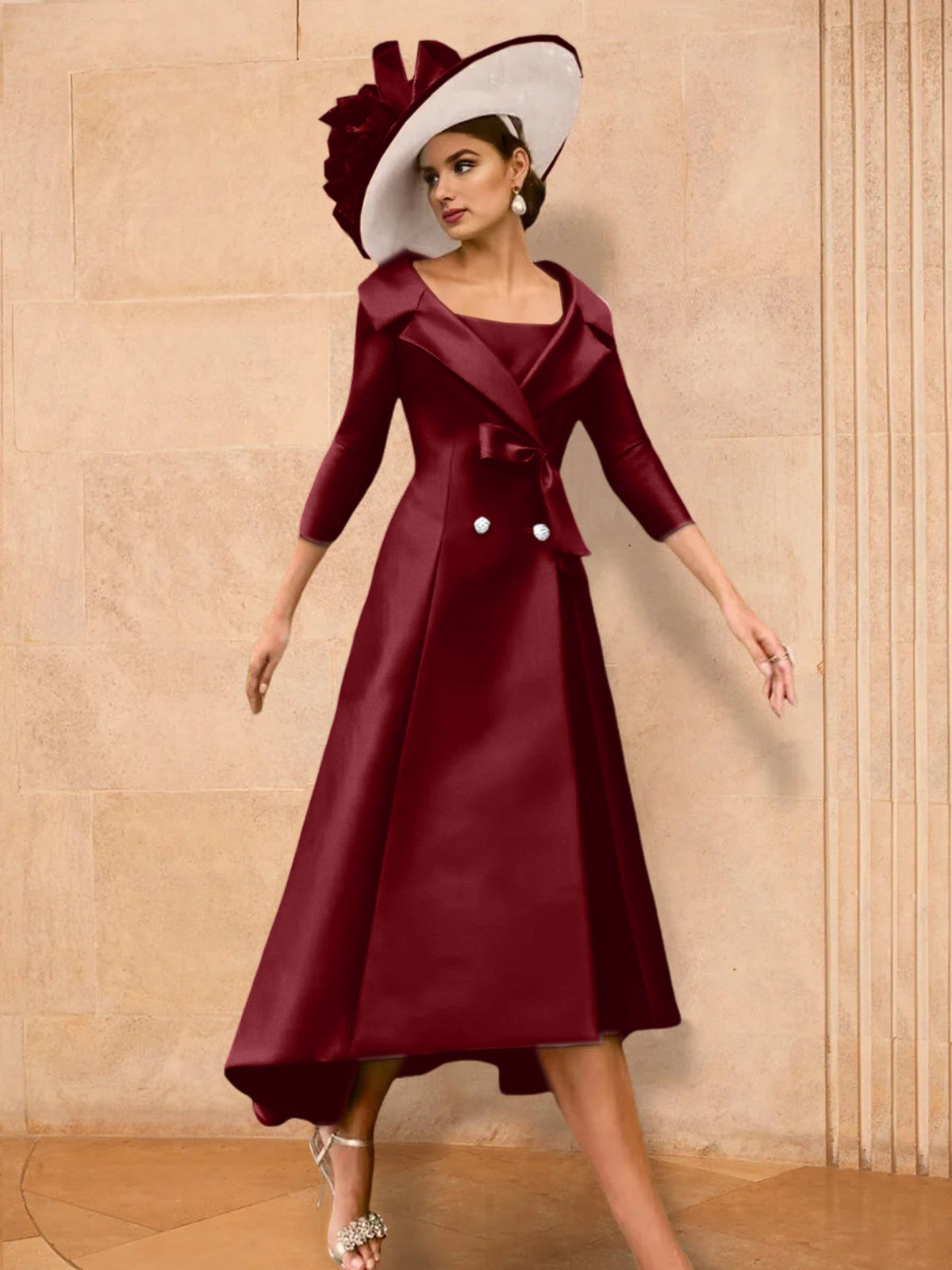 Long Sleeve A Line Princess Gown For The Mother Of The Bride Bowknot