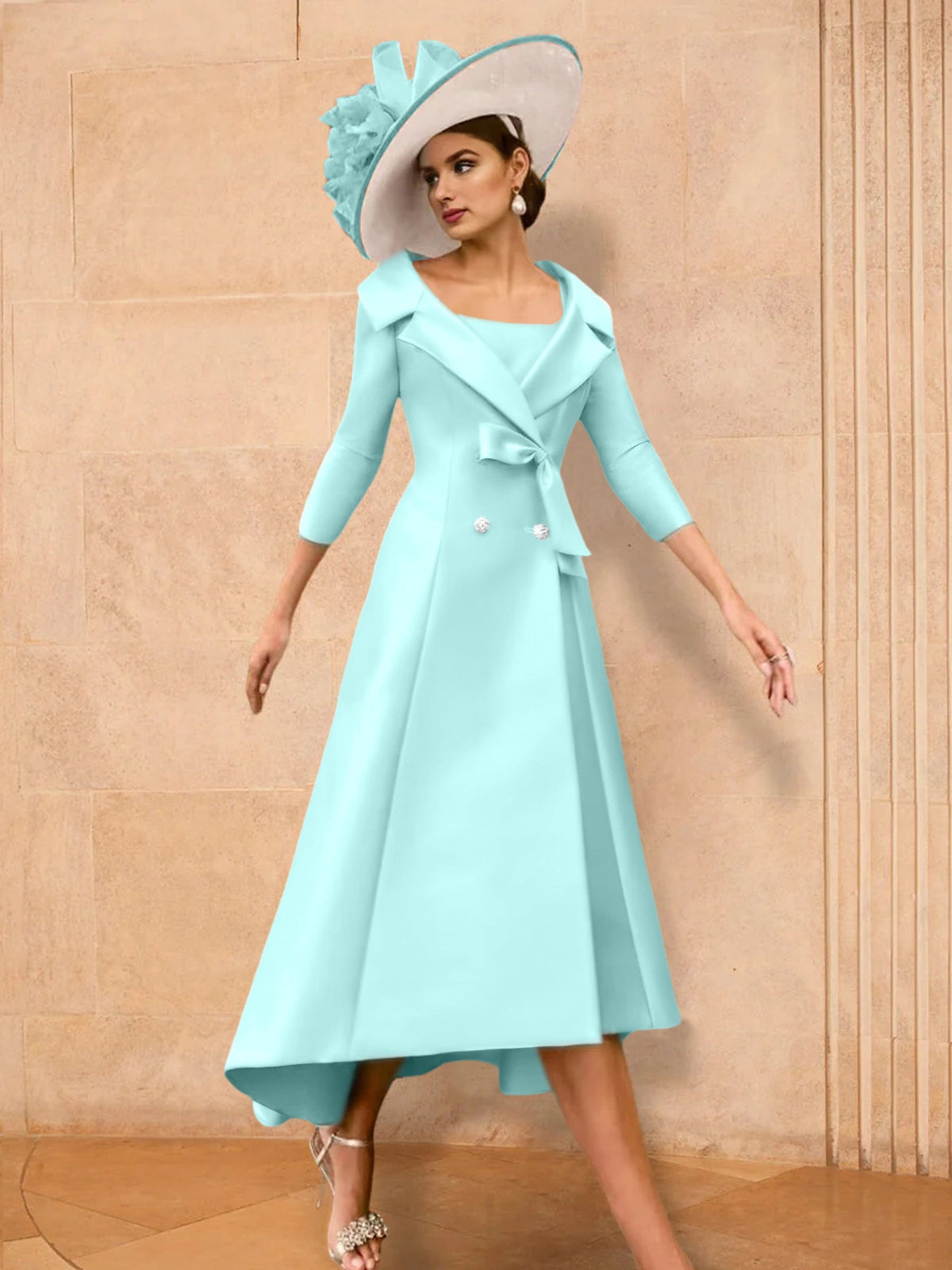 Long Sleeve A Line Princess Gown For The Mother Of The Bride Bowknot
