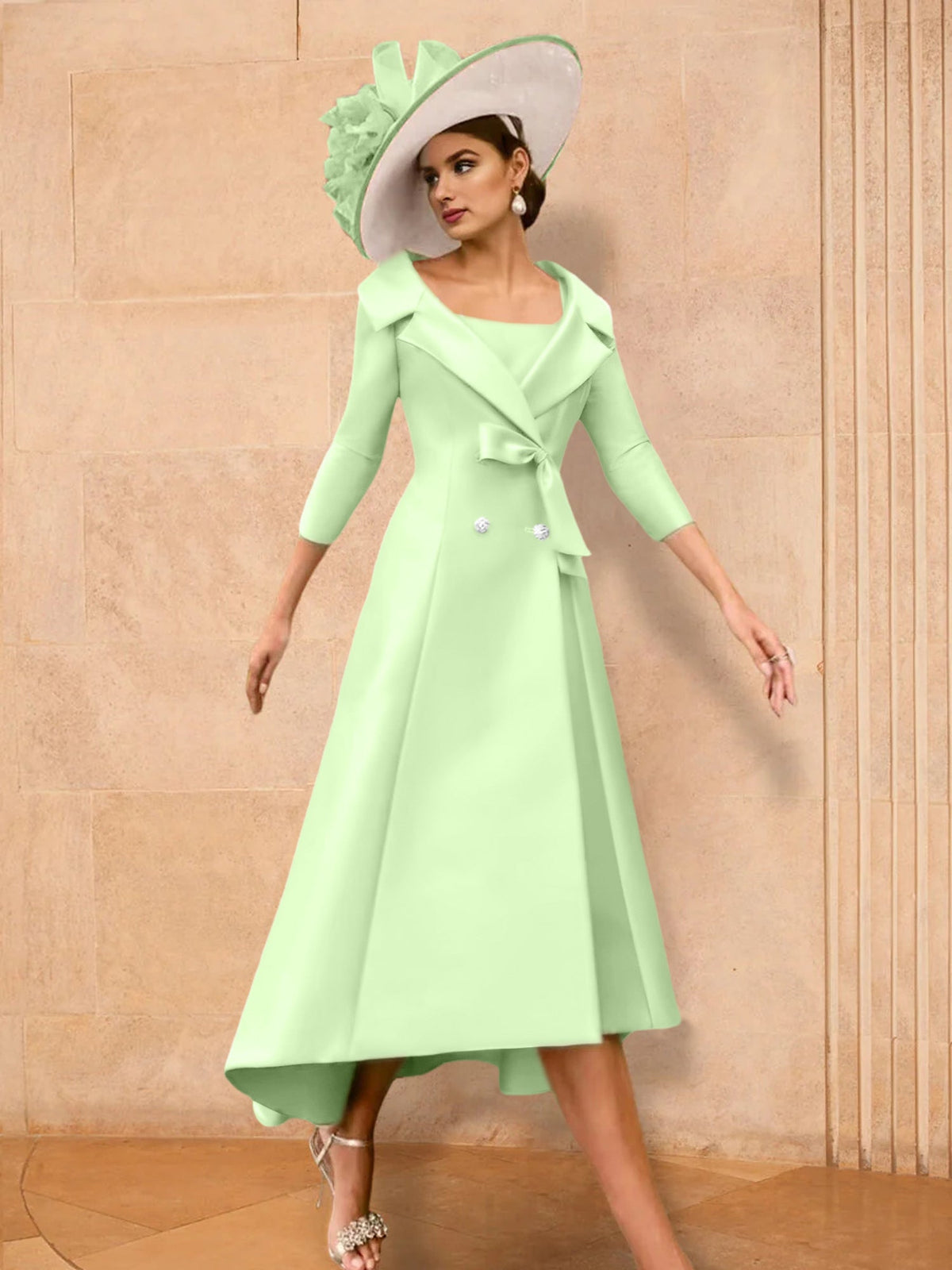 Long Sleeve A Line Princess Gown For The Mother Of The Bride Bowknot