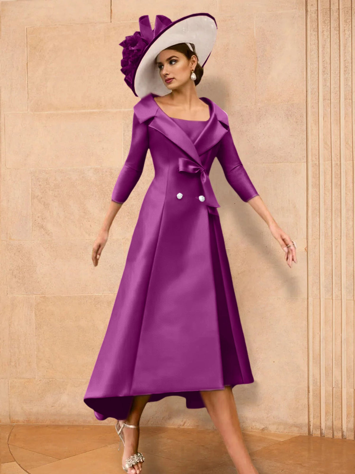Long Sleeve A Line Princess Gown For The Mother Of The Bride Bowknot