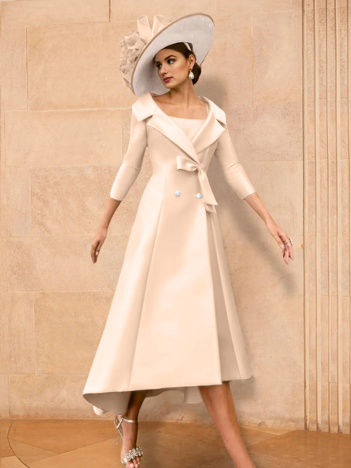 Long Sleeve A Line Princess Gown For The Mother Of The Bride Bowknot