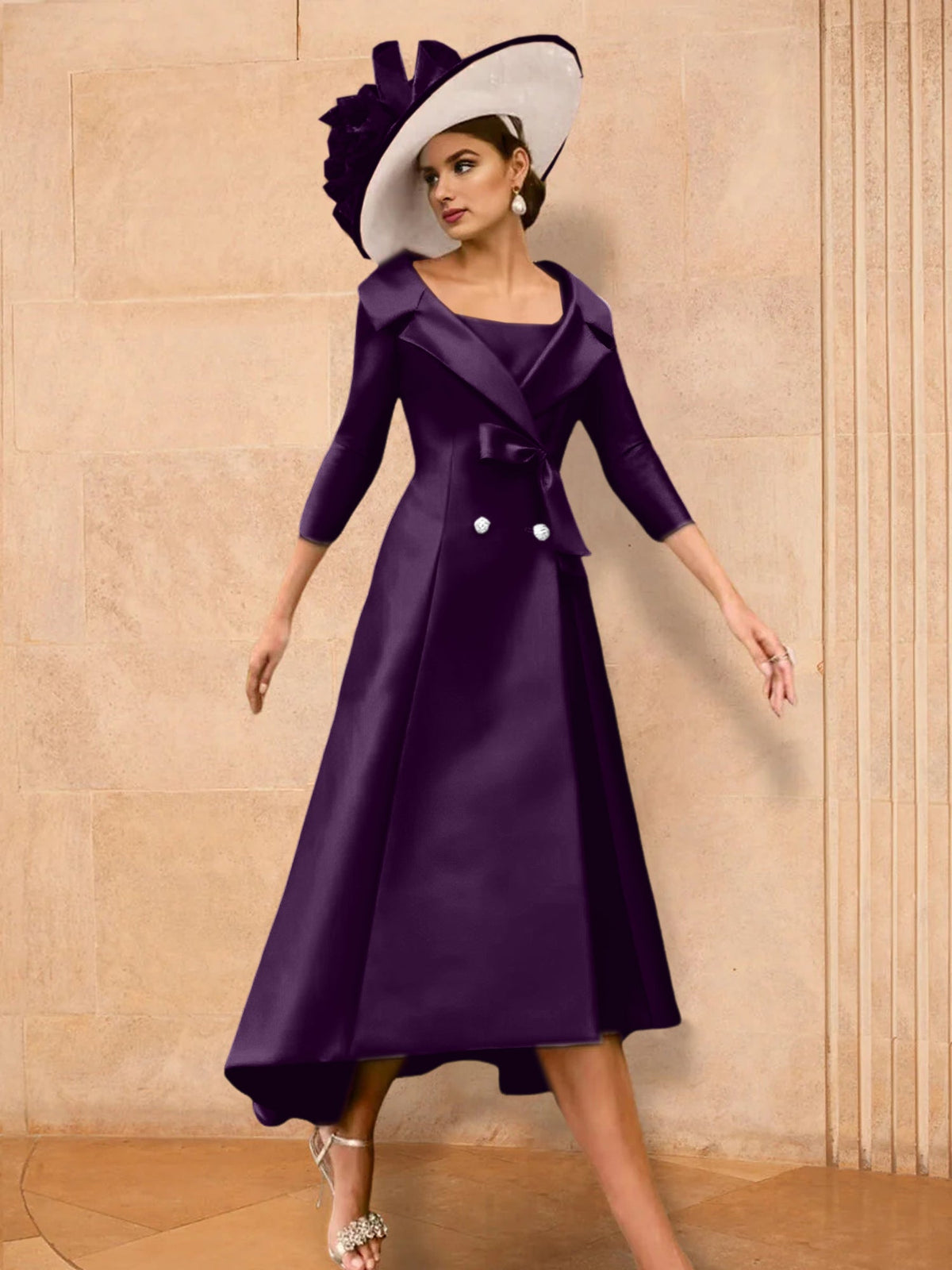 Long Sleeve A Line Princess Gown For The Mother Of The Bride Bowknot
