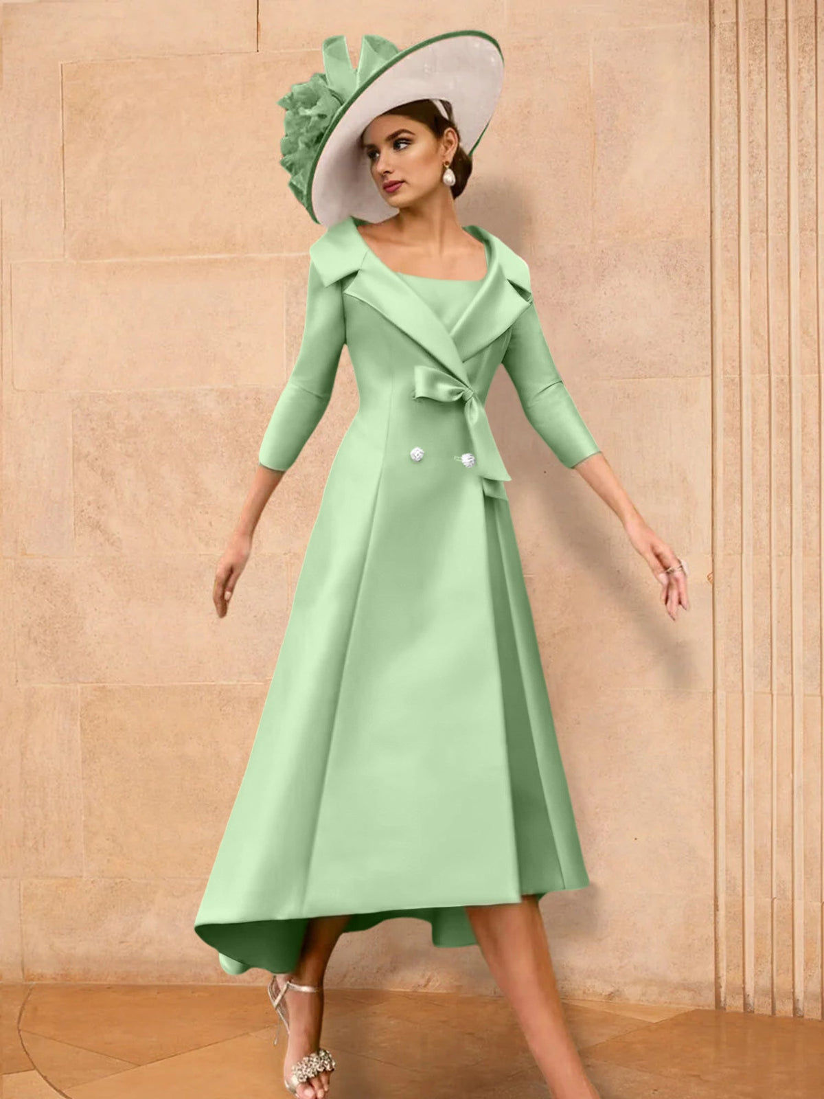 Long Sleeve A Line Princess Gown For The Mother Of The Bride Bowknot