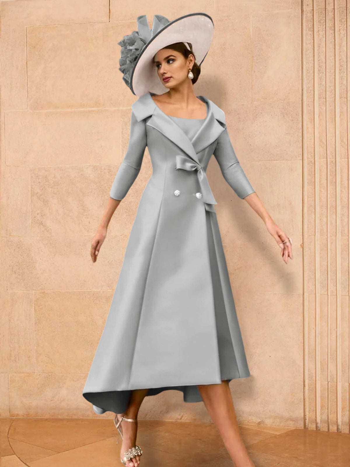 Long Sleeve A Line Princess Gown For The Mother Of The Bride Bowknot