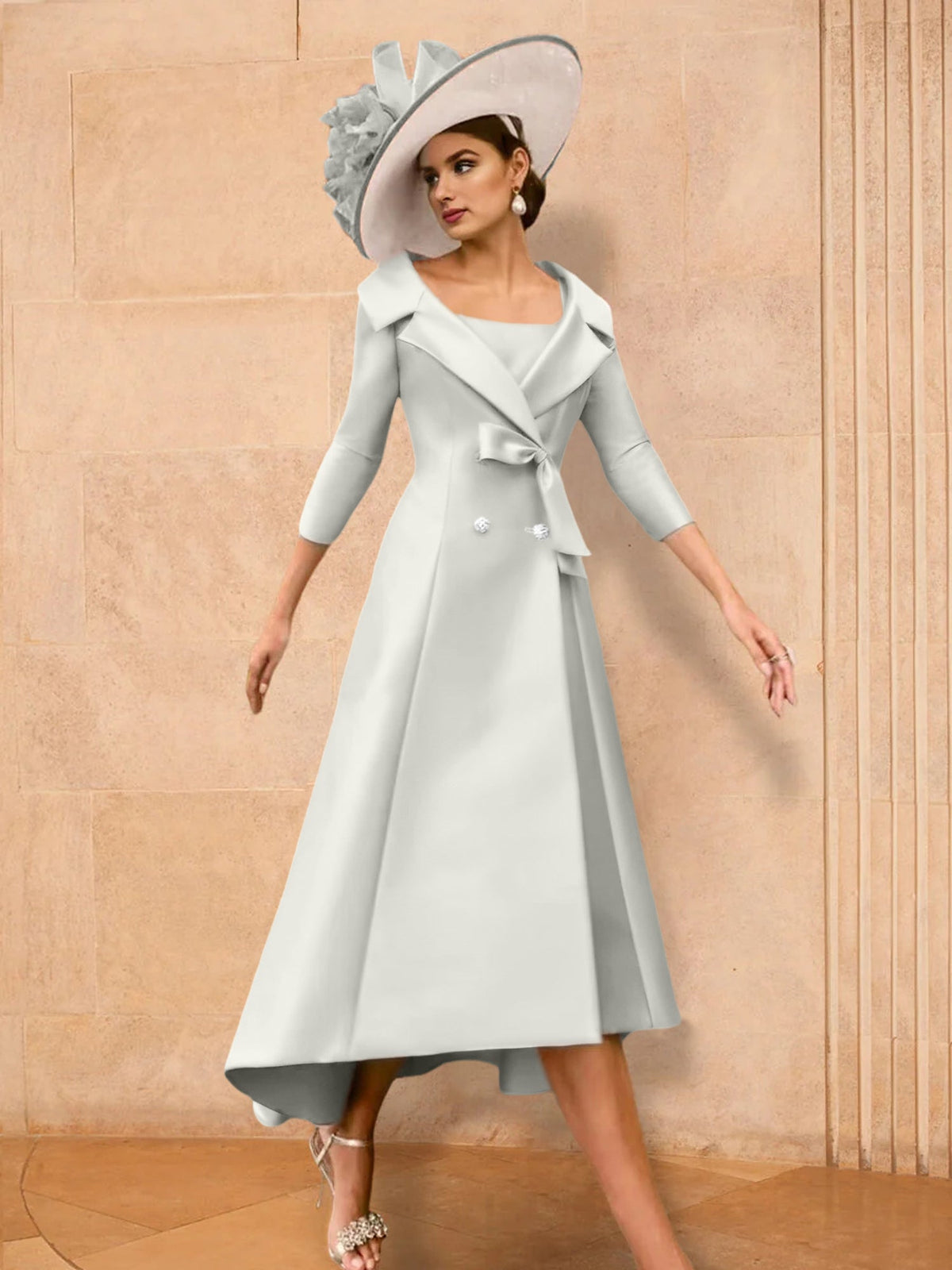 Long Sleeve A Line Princess Gown For The Mother Of The Bride Bowknot