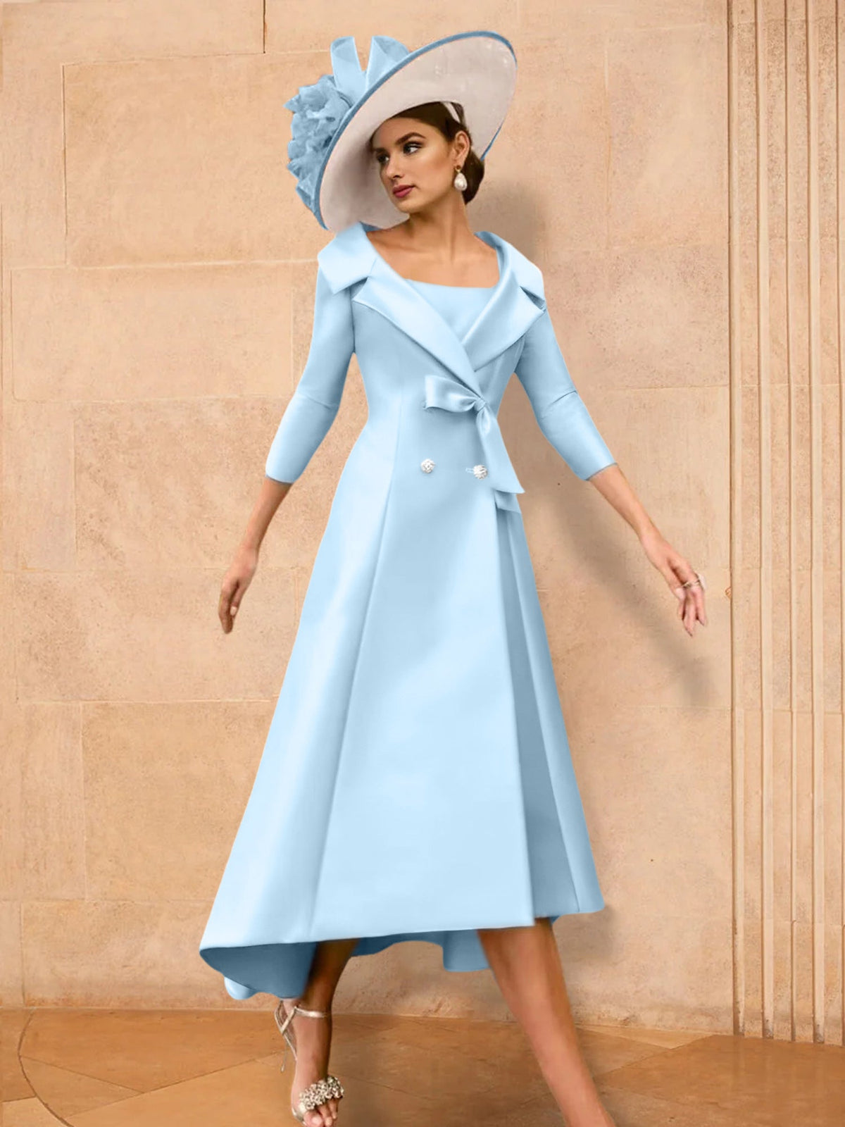 Long Sleeve A Line Princess Gown For The Mother Of The Bride Bowknot