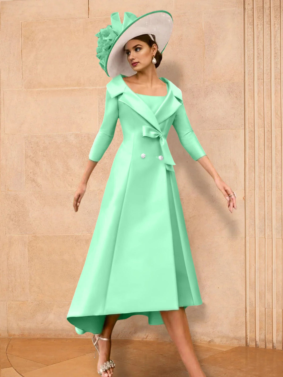 Long Sleeve A Line Princess Gown For The Mother Of The Bride Bowknot