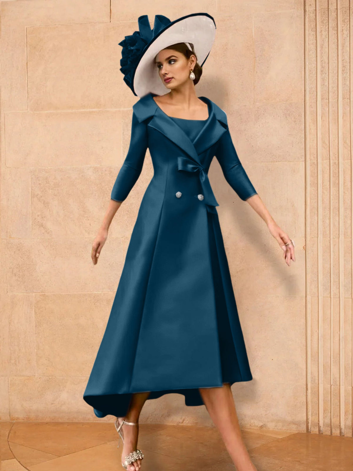 Long Sleeve A Line Princess Gown For The Mother Of The Bride Bowknot