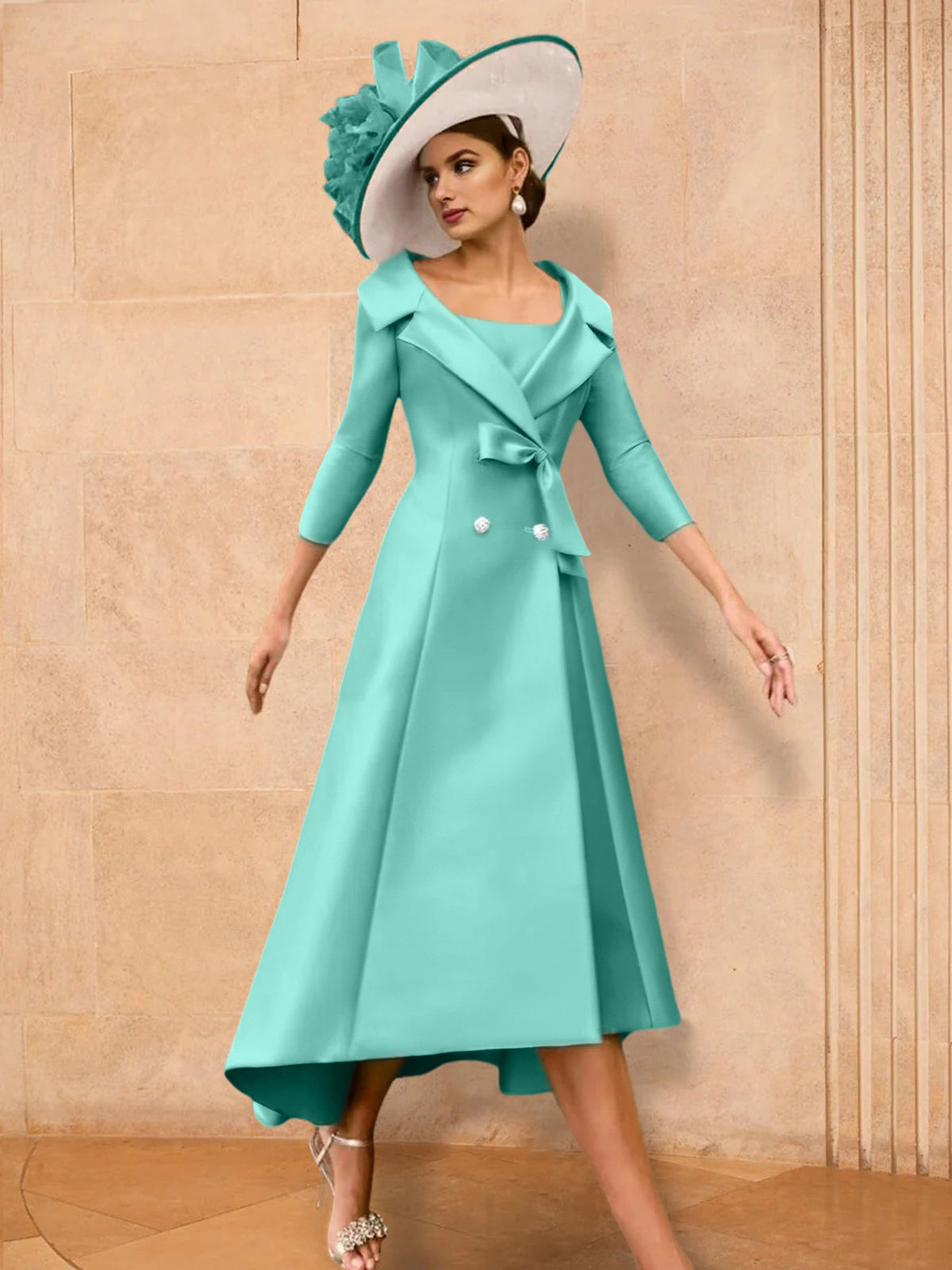 Long Sleeve A Line Princess Gown For The Mother Of The Bride Bowknot