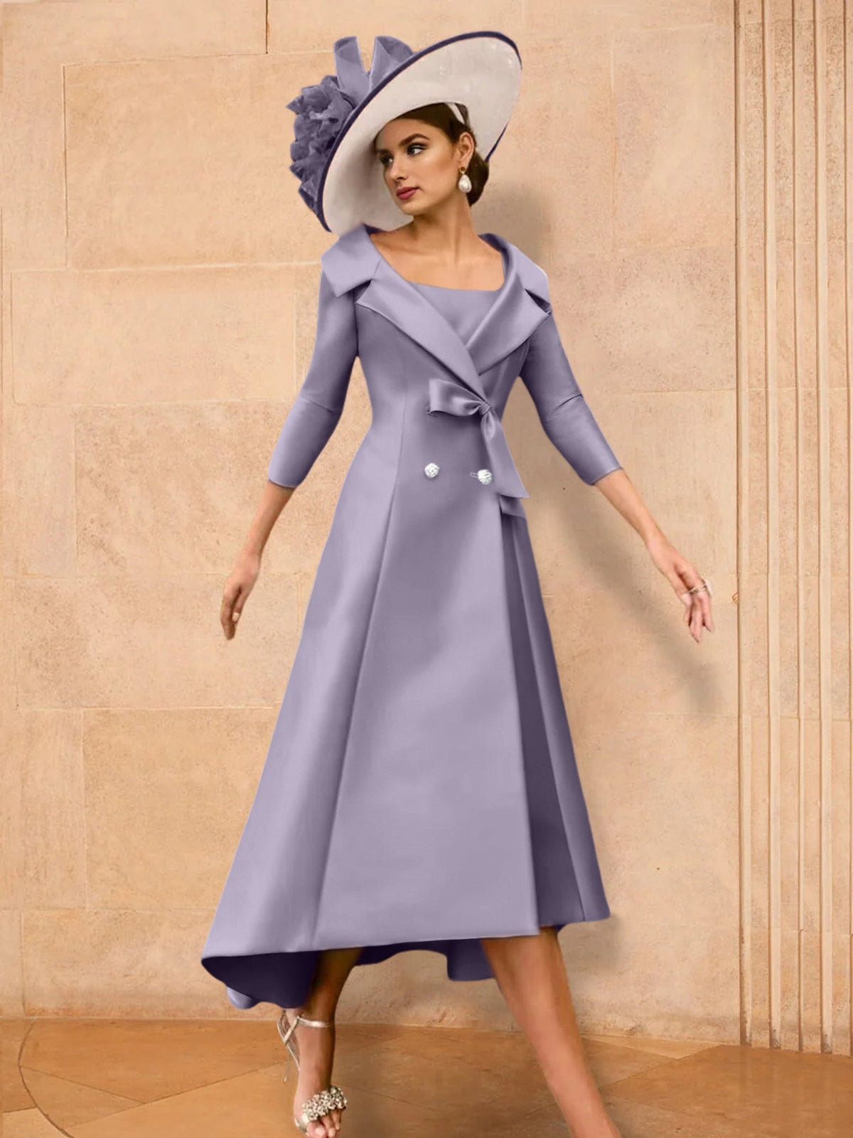 Long Sleeve A Line Princess Gown For The Mother Of The Bride Bowknot