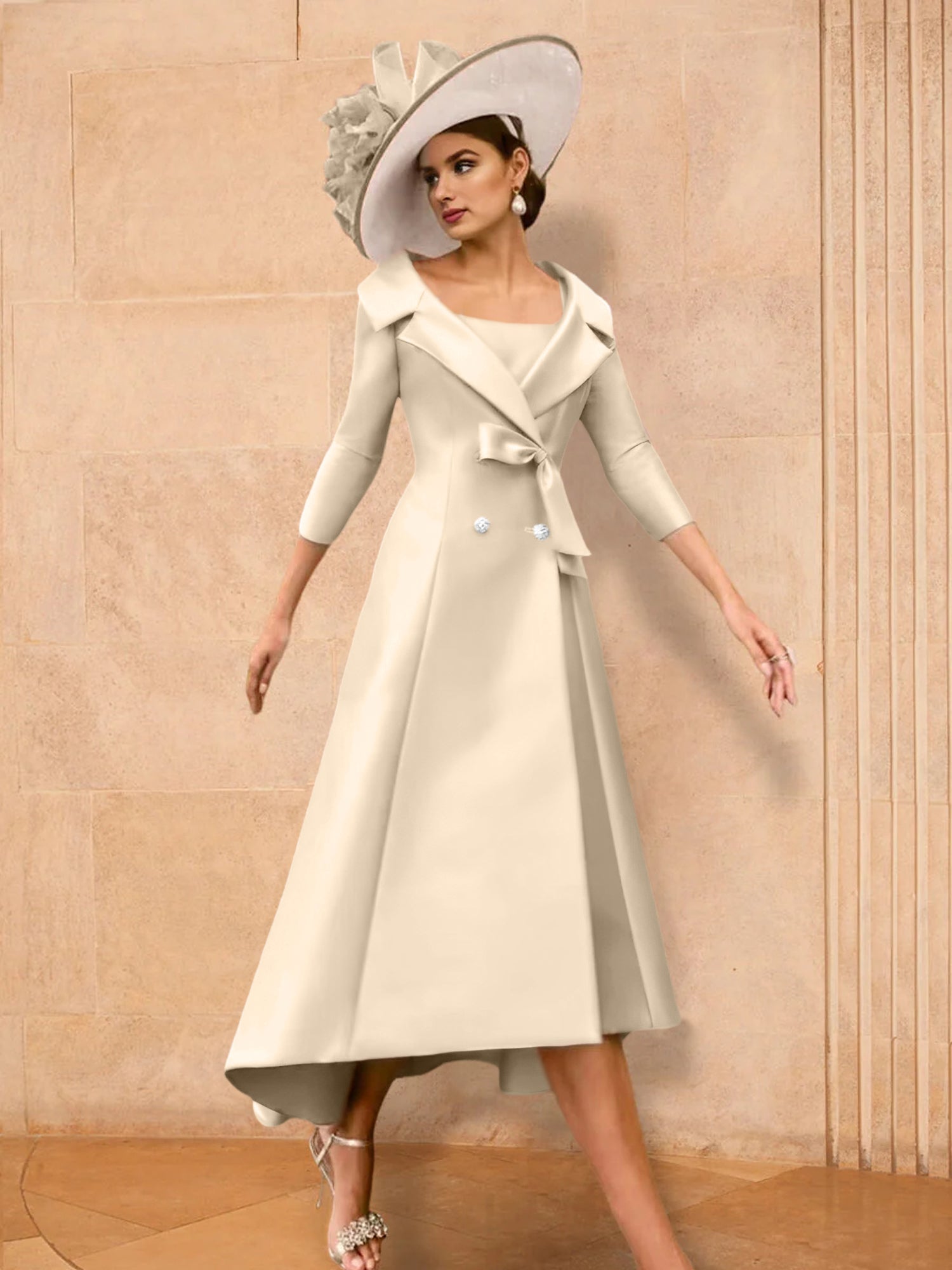 Long Sleeve A Line Princess Gown For The Mother Of The Bride Bowknot