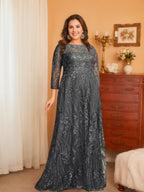 Long Sleeve A Line Mother Of The Bride Dress With Applique