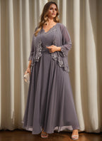 Mother Of The Bride A Line Dress With Applique And Sequins