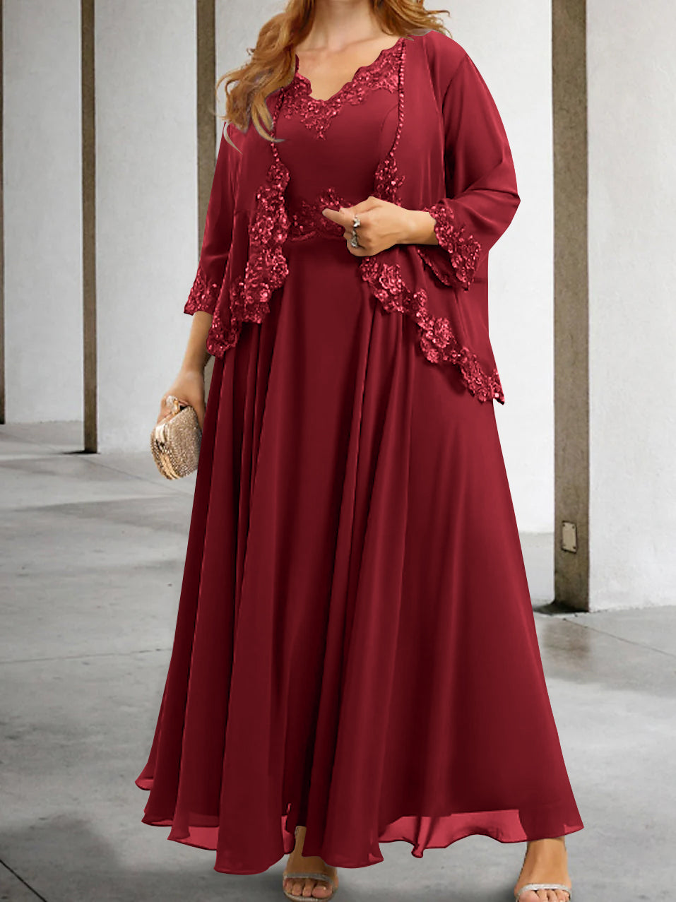 Mother Of The Bride A Line Dress With Applique And Sequins