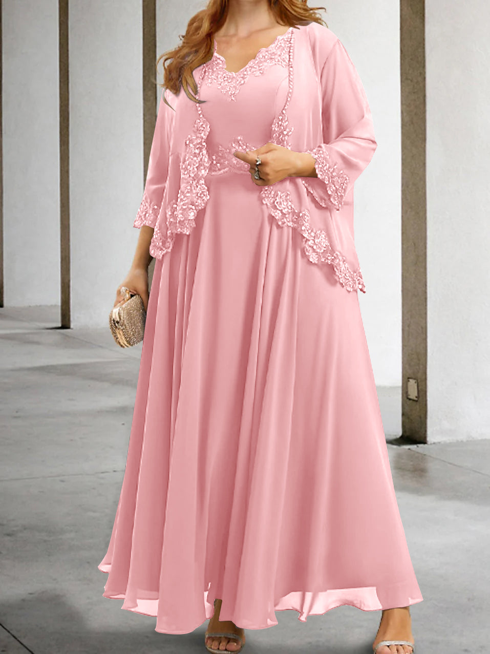 Mother Of The Bride A Line Dress With Applique And Sequins